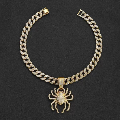 Iced Out Spider Pendant With Cuban Chain