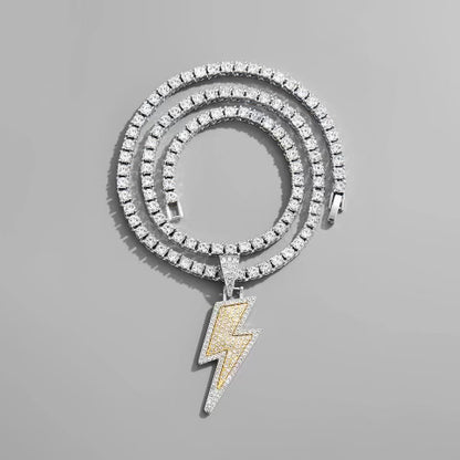 Iced Out Lightning Volt Pendant