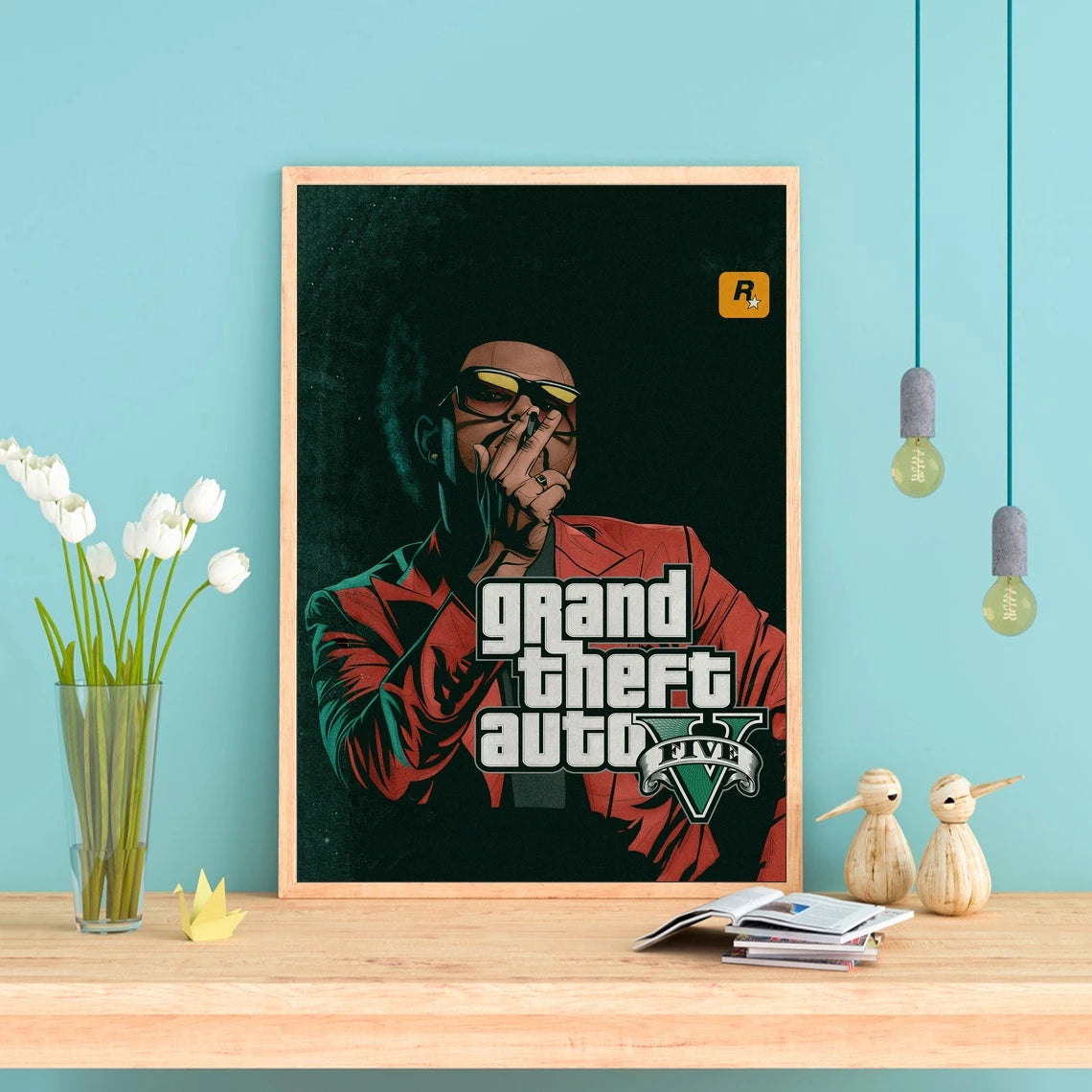 GTA 5 Game Poster The Weeknd Poster Retro Fan Art Alternative Poster Singer Star Rap Pop Music Poster Game Poster, No Frame