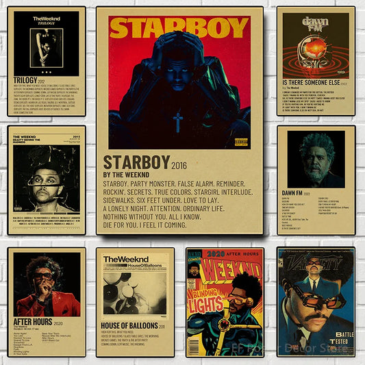 The Weeknd Poster Music Album Prints Posters Vintage Home Decor Bar Cafe Room Decoration Starboy/Trilogy Retro Art Wall Painting