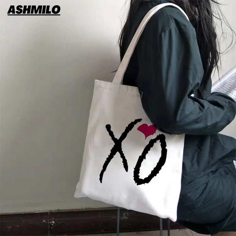 XO The Weeknd Shopping Bag Tote Bag Women Shoulder Bags Canvas Tote Bag Women Beautiful Fashions Shopping Grocery Reusable