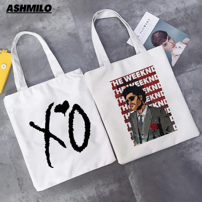 XO The Weeknd Shopping Bag Tote Bag Women Shoulder Bags Canvas Tote Bag Women Beautiful Fashions Shopping Grocery Reusable