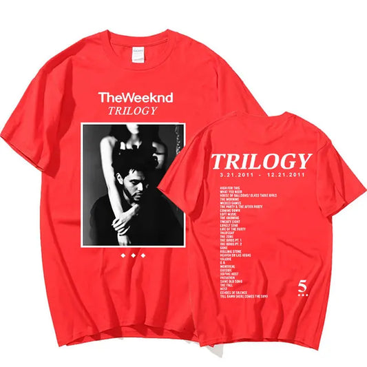 The Weeknd Trilogy Print T Shirt Summer Hip Hop Vintage Short Sleeve T Shirts Men Women Fashion Rock Oversized Cotton T-Shirts